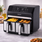 Vita Fryer – Dual 2×4 L Baskets (8 L Total), Stainless Steel, 1700 W, LED Digital Air Fryer with Touch Controls